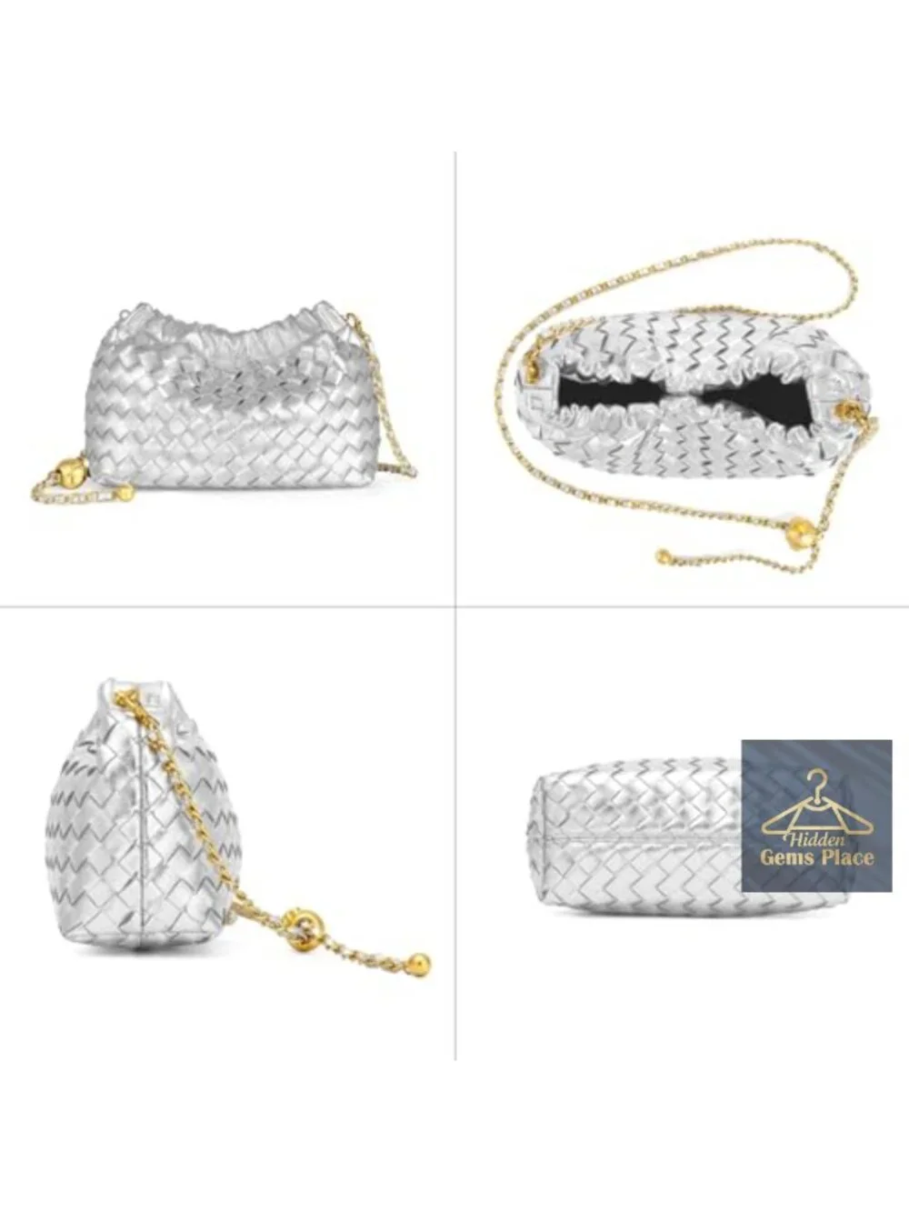 Woven Faux Leather Dumpling Crossbody Hobo Bag with Adjustable Strap